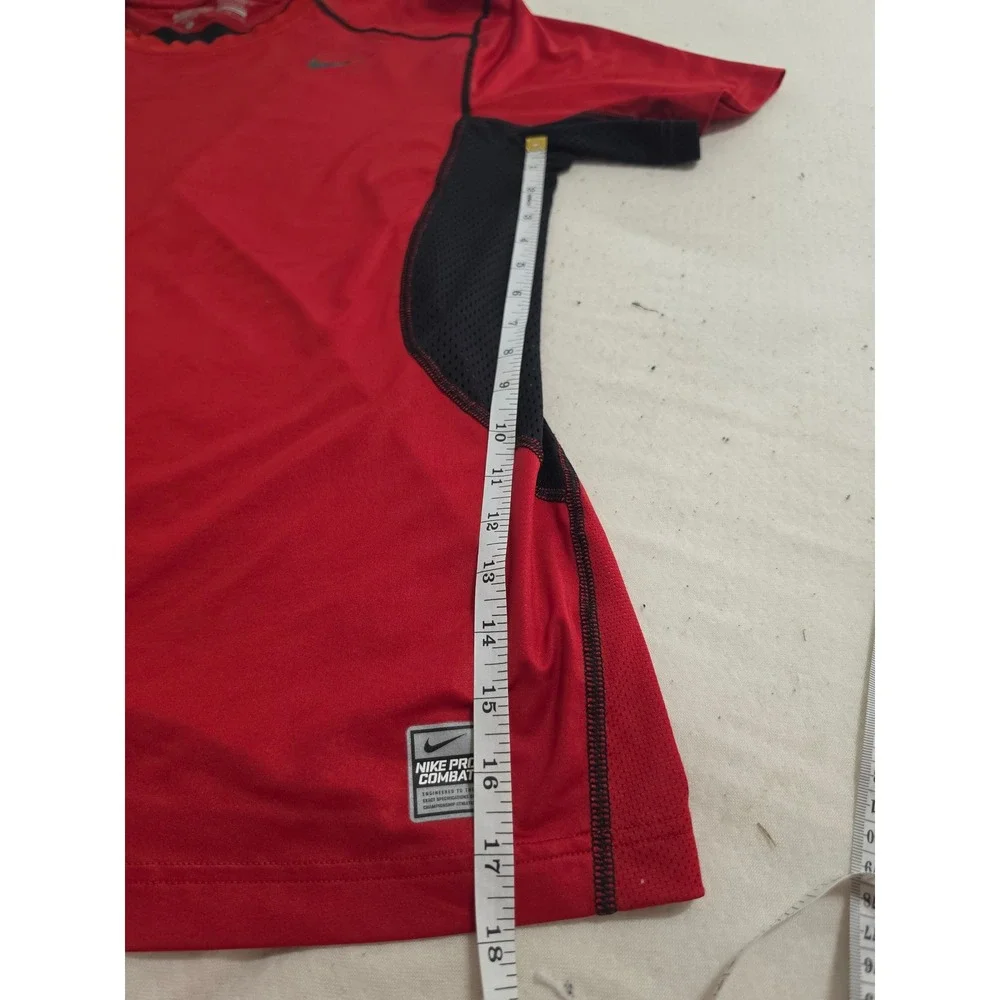 Nike Pro Combat Dri-FIT Mens XL Fitted Training Shirt Red Black Mesh Athletic